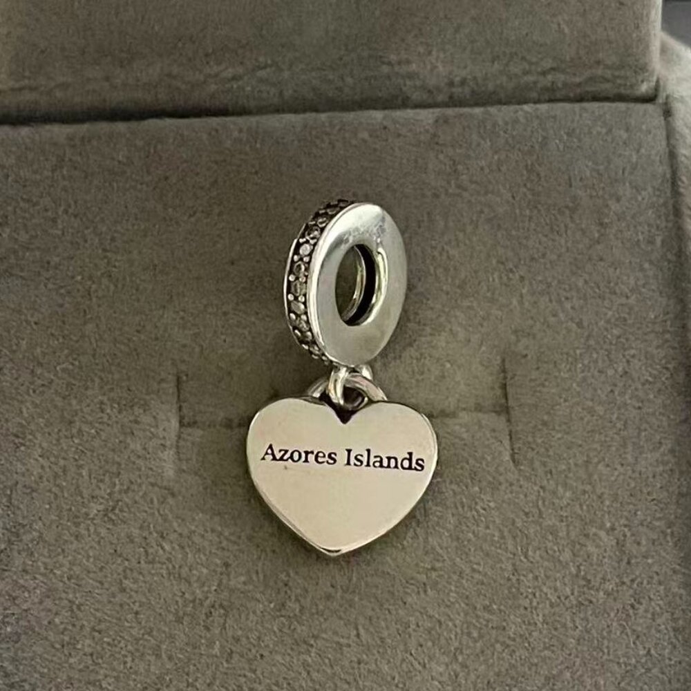 Pandora Azores Flag Exclusive Charm Travel Heart Bead Authentic New with Box - Picture 4 of 4